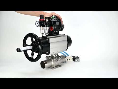 Ball valves Elephant BV3131P(3pc)-FP-W-ISO-H LONG,  body material - Stainless steel AISI 304, seal - PTFE / PTFE / Teflon, with pneumatic actuator double action PA-DA-105-1, 4V320-08 220V, LSU APL-510N Ex, ATU AFC2000