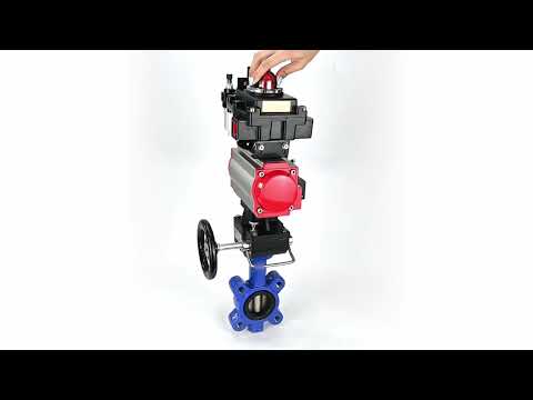 Water Butterfly Valve Elephant WBV1616N-2W-Fb-H, body material - cast iron QT450, disk material - cast iron QT450, seal - NBR, pneumatic actuator PA-DA double action, 4M310-08 24V, LSU APL-410N EX, handwheel MON, ATU AFC2000