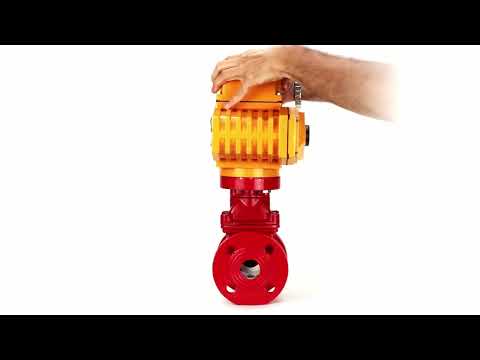 Wedge gate valve red Elephant-GGG50-EPDM-F4-RED 16 bar class 150 T=230-248°F flange connection, with rubber lined wedge EPDM, electric actuator Elephant MT-380, 380V