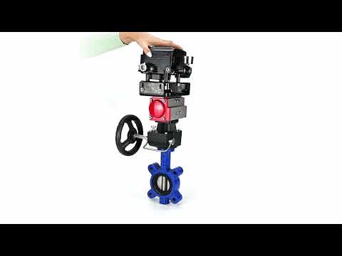Water Butterfly Valve Elephant WBV1631N-2W-Fb-H, body material - cast iron QT450, disk material - Stainless steel AISI 304, seal - NBR, pneumatic actuator PA-DA double action, positioner YT-1000RSN without feedback, handwheel MON