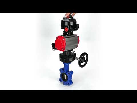 Water Butterfly Valve Elephant WBV1616N-2W-Fb-H, body material - cast iron QT450, disk material - cast iron QT450, seal - NBR, pneumatic actuator PA-DA double action, 4M310-08 24V, LSU APL-510N EX, handwheel MON