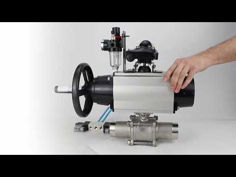 Ball valves Elephant BV3131P(3pc)-FP-W-ISO-H LONG,  body material - Stainless steel AISI 304, seal - PTFE / PTFE / Teflon, with pneumatic actuator double action PA-DA-105-1, 4V320-08 220V, LSU APL-210N, ATU AFC2000