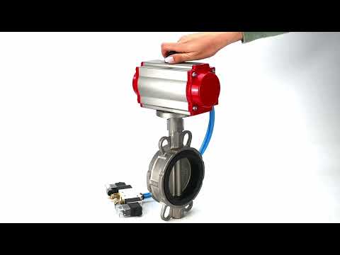 Water Butterfly Valve Elephant WBV3232E-2W-Fb-H, body material - stainless steel AISI 316L, disk material - stainless steel AISI 316L, seal - EPDM, with pneumatic actuator with return springs PA-SA, 4V320-10 220V