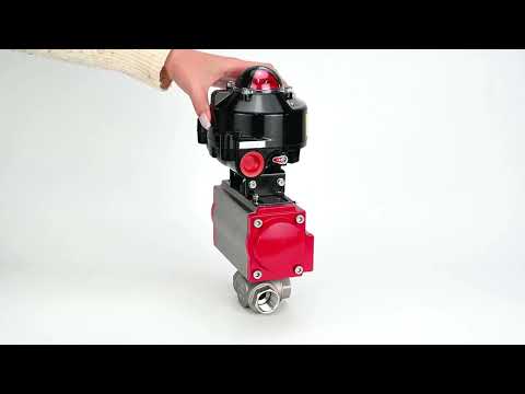 Ball valves Elephant BV3232P-SP-3L-T 3-way L-type, threaded, standard bore, body - stainless steel SS316, seal - PTFE, with pneumatic actuator Elephant PA-SA 052 -105 and LSU APL-510N-EX