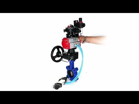 Water Butterfly Valve Elephant WBV1631N-2W-Fb-H, body material - cast iron QT450, disk material - Stainless steel AISI 304, seal - NBR, pneumatic actuator PA-DA double action, 4V320-10 220V, LSU APL-210N, handwheel MON, ATU AFC2000
