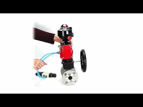 Ball valves Elephant BV3232P(3pc)-FP-F-ISO-H flanged, full bore, three-piece, stainless steel body. steel SS316, seal - PTFE, with pneumatic drive Elephant PA-DA 052-130 pneumatic distributor 4V320-08 gearbox MON LSU APL-510N-EX