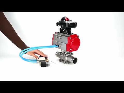 Ball valves Elephant BV3131P(3pc)-FP-W-ISO-H LONG DN10-150 full bore, body - stainless steel 304, for welding, with pneumatic actuator PA-DA, pneumatic distributor 4V320-08 220V and limit switch block APL -210N