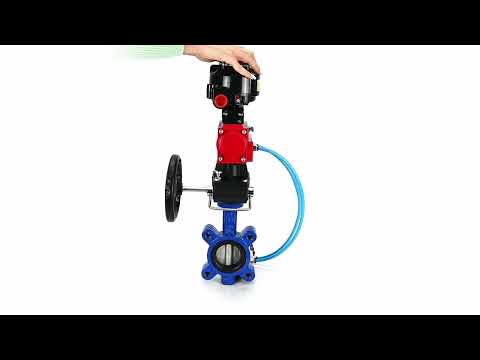 Water Butterfly Valve Elephant WBV1631N-2W-Fb-H, body material - cast iron QT450, disk material - Stainless steel AISI 304, seal - NBR, pneumatic actuator PA-DA double action, 4V320-08 220V, LSU APL-510N EX, handwheel MON, ATU AFC2000