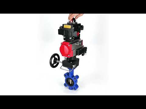 Water Butterfly Valve Elephant WBV1616N-2W-Fb-H, body material - cast iron QT450, disk material - cast iron QT450, seal - NBR, pneumatic actuator PA-DA double action, 4M310-08 24V, LSU APL-410N EX, handwheel MON