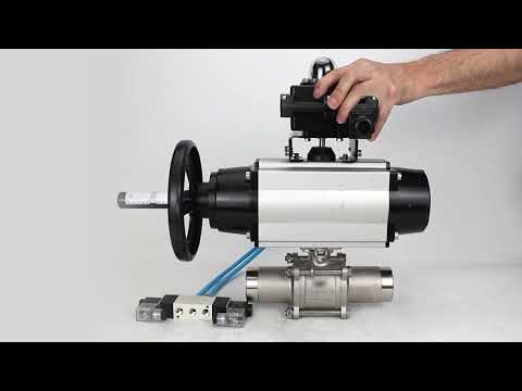 Ball valves Elephant BV3131P(3pc)-FP-W-ISO-H LONG,  body material - Stainless steel AISI 304, seal - PTFE / PTFE / Teflon, with pneumatic actuator double action PA-DA-105-1, 4V320-10 220V, LSU APL-410N Ex