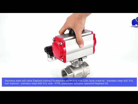 Stainless steel ball valve Elephant kshmp316-elephant-da-4m310-110/220v, body material - stainless steel AISI 316, ball material - stainless steel AISI 316, seal - PTFE, pneumatic actuator operated