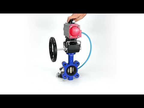 Water Butterfly Valve Elephant WBV1616E-2W-Fb-H, body material - cast iron QT450, disk material - cast iron QT450, seal - EPDM, with pneumatic actuator double action PA-DA, 4V320-10 220V, handwheel MON