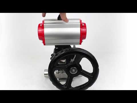 Ball valves Elephant BV3131P(3pc)-FP-W-ISO-H LONG DN50-150 full bore, body - stainless steel 304, welded, with Elephant PA-DA pneumatic actuator and Elephant MON gearbox