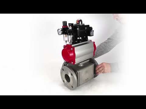 Ball valves Elephant BV3232P(4pc)-FP-3WL-F-ISO-H 16 bar full bore, flanged, body - stainless steel SS316, ISO flange F03/F04-F10/F12, square 9x9-19x19, with pneumatic drive PA-SA, pneumatic valve 4M310-08 220V, LSU APL-410N EX and ATU AF