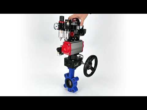 Water Butterfly Valve Elephant WBV1631N-2W-Fb-H, body material - cast iron QT450, disk material - Stainless steel AISI 304, seal - NBR, pneumatic actuator PA-DA double action, 4M310-08 220V, LSU APL-510N EX, handwheel MON, ATU AFC2000