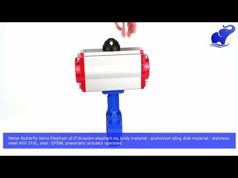 Water Butterfly Valve Elephant al-316l-epdm-elephant-sa, body material - aluminium alloy, disk material - stainless steel AISI 316L, seal - EPDM, pneumatic actuator operated
