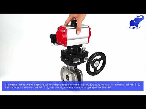 Stainless steel ball valve Elephant kchmfp-elephant-da-hdm-4m310-110/220v, body material - stainless steel AISI 316, ball material - stainless steel AISI 316, seal - PTFE, pneumatic actuator operated