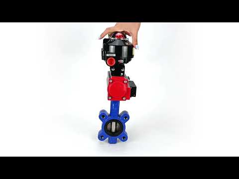 Water Butterfly Valve Elephant WBV1616E-2W-Fb-H, body material - cast iron QT450, disk material - cast iron QT450, seal - EPDM, pneumatic actuator PA-DA double action, 4M310-08 220V, LSU APL-510N EX, ATU AFC2000