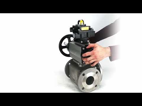 Ball valves Elephant BV3232P(4pc)-FP-3WL-F-ISO-H DN100 16 bar full bore, flanged, body - stainless steel SS316, ISO flange F10/F12, square 19x19, with double pneumatic actuator PA-DA-105-1 action, pneumatic distributor 4M310-08 220V and LSU APL-410N E