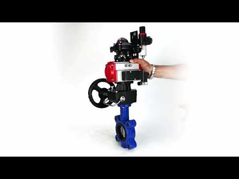 Water Butterfly Valve Elephant WBV1631N-2W-Fb-H, body material - cast iron QT450, disk material - Stainless steel AISI 304, seal - NBR, pneumatic actuator PA-DA double action, 4M310-08 220V, LSU APL-210N, handwheel MON, ATU AFC2000