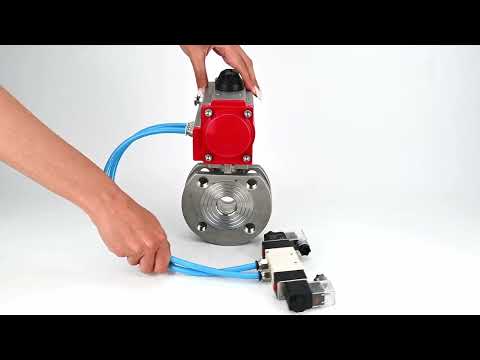 Ball valves Elephant BV3232P-FP-Fb-ISO-H 16 bar, full bore wafer, stainless steel SS316, seal - PTFE, with double-acting PA-DA pneumatic actuator, with pneumatic distributor 4V320-10 220V