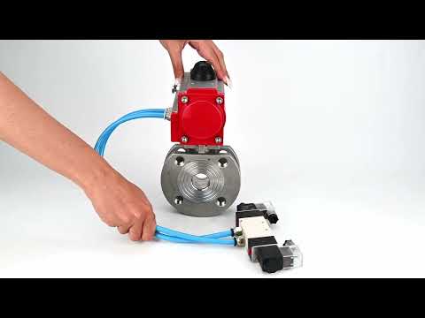 Ball valves Elephant BV3232P-FP-Fb-ISO-H 16 bar, full bore wafer, stainless steel SS316, seal - PTFE, with pneumatic actuator PA-SA with return springs, with pneumatic distributor 4V320-10 220V