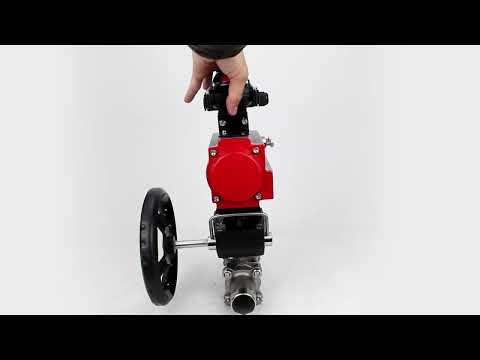 Ball valves Elephant BV3131P(3pc)-FP-W-ISO-H LONG DN50-150 full bore, body - stainless steel 304, welded, with Elephant PA-DA pneumatic actuator, Elephant MON gearbox and APL- limit switch block 210N