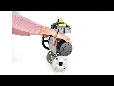 Ball valves Elephant BV3232P(3pc)-FP-F-ISO-H DN65-80 16 bar three-piece full bore flanged, body - stainless steel SS304, seal - PTFE, with pneumatic actuator Elephant PA-DA and LSU APL-410N EX