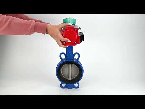 Water Butterfly Valve for abrasive media  Elephant WBV1632E-2W-Fb-H DN40-200 16 bar body - QT450 cast iron, disc - 316L stainless steel, seal - EPDM, with pneumatic actuator PA-DA-XXX, pneumatic distributor 4M310-08 NAMUR 24V and ALS200D magnetic switch