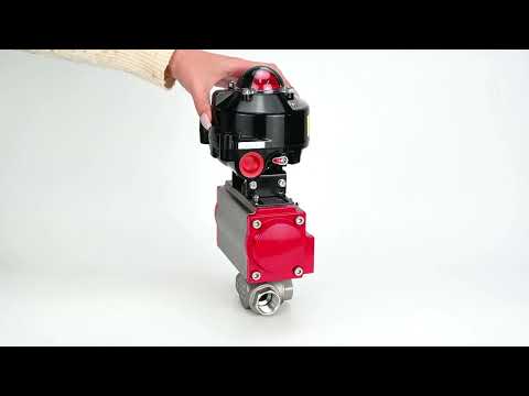 Ball valves Elephant BV3232P-SP-3L-T 3-way L-type, threaded, standard bore, body - stainless steel SS316, seal - PTFE, with pneumatic actuator Elephant PA-DA 052 -083 and LSU APL-510N-EX