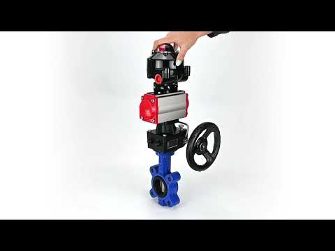 Water Butterfly Valve Elephant WBV1631N-2W-Fb-H, body material - cast iron QT450, disk material - stainless steel AISI 304, seal - NBR, with pneumatic actuator double action PA-DA, handwheel MON, LSU APL-510N EX