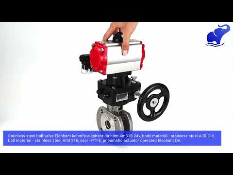 Stainless steel ball valve Elephant kchmfp-elephant-da-hdm-4m310-24v, body material - stainless steel AISI 316, ball material - stainless steel AISI 316, seal - PTFE, pneumatic actuator operated