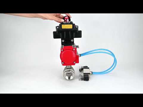 Ball valves Elephant BV3232P(2pc)-FP-T-ISO-H 16 bar, full bore coupling, stainless steel SS316, seal - PTFE, with double-acting PA-DA pneumatic actuator, with pneumatic distributor 4V320-10 220V, with LSU APL -410N EX