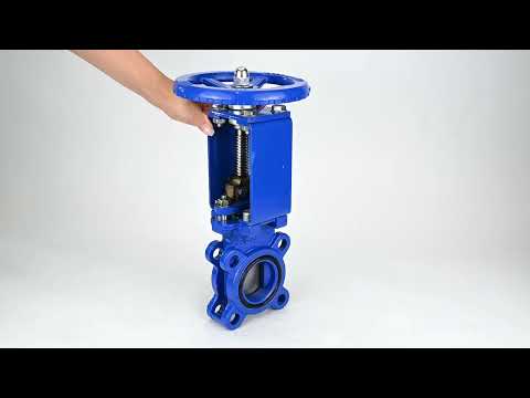 Knife gate valve Elephant GVKN1331E-2W-Fb-S, body material - cast iron GGG40, knife material - stainless steel AISI 304, seal - EPDM, handwheel
