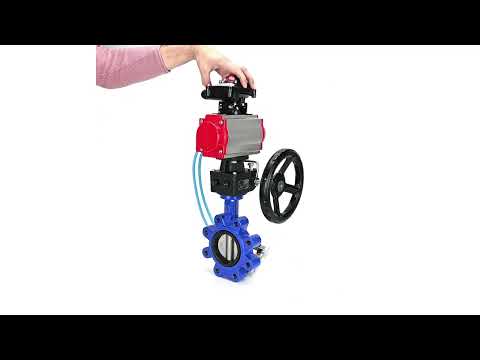 Water Butterfly Valve Elephant WBV1631E-2W-Fb-H, body material - cast iron QT450, disk material - Stainless steel AISI 304, seal - EPDM, pneumatic actuator PA-DA double action, 4V320-10 220V, LSU APL-210N, handwheel MON