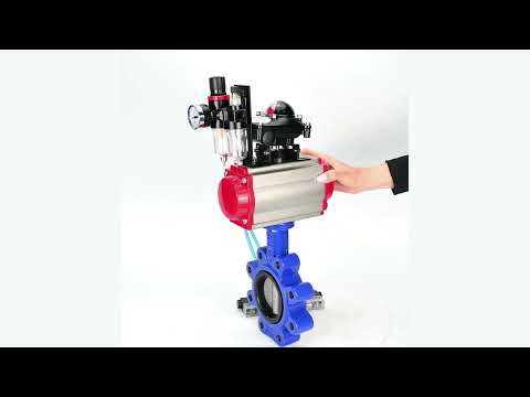 Water Butterfly Valve Elephant WBV1631N-2W-Fb-H, body material - cast iron QT450, disk material - Stainless steel AISI 304, seal - NBR, pneumatic actuator PA-DA double action, 4V320-10 220V, LSU APL-210N, ATU AFC2000