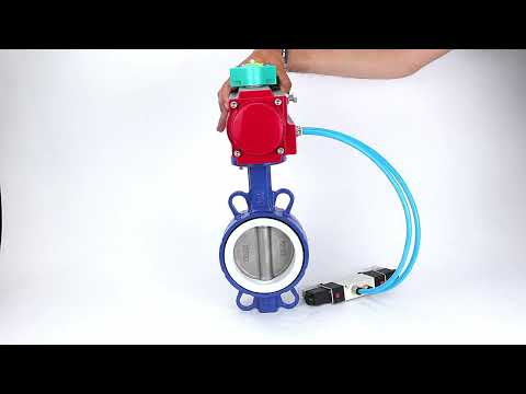 Water Butterfly Valve Elephant WBV3432P-2W-Fb-H DN40-300 16 bar body - WCB carbon steel, disc - 316L stainless steel, seal - PTFE, with pneumatic actuator PA-DA-XXX, pneumatic distributor 4V320-08 220V and ALS200D magnetic switch