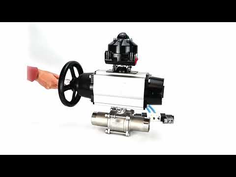 Ball valves Elephant BV3131P(3pc)-FP-W-ISO-H LONG,  body material - Stainless steel AISI 304, seal - PTFE / PTFE / Teflon, with pneumatic actuator double action PA-DA-105-1, 4V320-10 220V, LSU APL-510N Ex