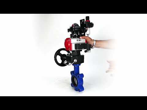 Water Butterfly Valve Elephant WBV1631N-2W-Fb-H, body material - cast iron QT450, disk material - Stainless steel AISI 304, seal - NBR, pneumatic actuator PA-DA double action, 4M310-08 24V, LSU APL-210N, handwheel MON, ATU AFC2000