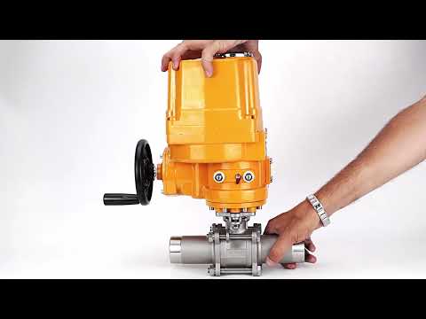 Ball valves Elephant BV3131P(3pc)-FP-W-ISO-H LONG full bore, body - stainless steel 304, welded, with 1/4-turn explosion-proof electric drive Elephant QT-EX-EM-O2-380VAC-U1 380V