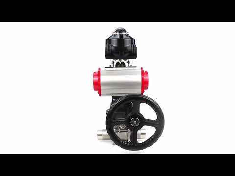 Ball valves Elephant BV3232P(3pc)-FP-W-ISO-H LONG DN50-150 full bore, body - stainless steel 316, for welding, with PA-DA pneumatic actuator, pneumatic distributor 4M310-08 24V, MON gearbox and block limit switches APL-510N EX