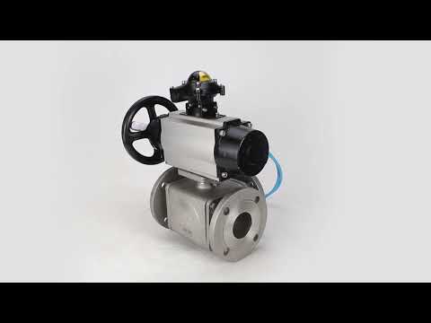 Ball valves Elephant BV3232P(4pc)-FP-3WL-F-ISO-H DN100 16 bar full bore, flanged, body - stainless steel SS316, ISO flange F10/F12, square 19x19, with double pneumatic actuator PA-DA-105-1 action, pneumatic distributor 4V320-10 220V and LSU APL-410N E