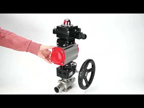 Ball valves Elephant BV3232P(3pc)-FP-W-ISO-H LONG DN50-150 full bore, body - stainless steel 316, welded, with Elephant PA-DA pneumatic actuator, Elephant MON gearbox and APL- limit switch block 410N EX