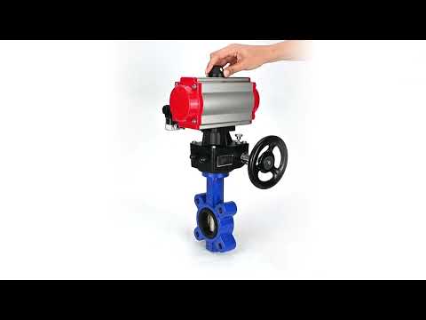 Water Butterfly Valve Elephant WBV1616N-2W-Fb-H, body material - cast iron QT450, disk material - cast iron QT450, seal - NBR, with pneumatic actuator double action PA-DA, 4M310-08 220V, handwheel MON
