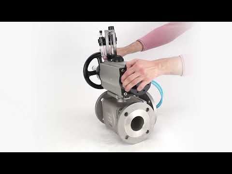 Ball valves Elephant BV3232P(4pc)-FP-3WL-F-ISO-H DN100 16 bar full bore, flanged, body - stainless steel SS316, ISO flange F10/F12, square 19x19, with double pneumatic actuator PA-DA-105-1 action, pneumatic distributor 4V320-10 220V and ATU AFC2000
