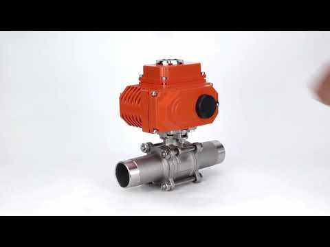 Ball valves Elephant BV3232P(3pc)-FP-W-ISO-H LONG full bore, welded, body - stainless steel SS316, seal - PTFE, with 1/4-turn electric drive QT-N-003EM-O1-24VDC-U1 24V HARK