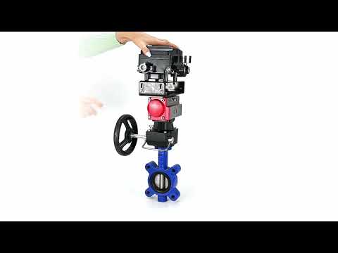 Water Butterfly Valve Elephant WBV1631E-2W-Fb-H, body material - cast iron QT450, disk material - Stainless steel AISI 304, seal - EPDM, pneumatic actuator PA-DA double action, positioner YT-1000RSN without feedback, handwheel MON