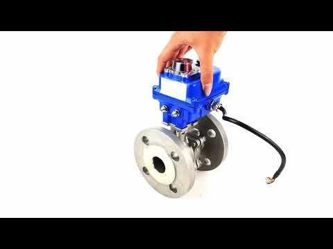 Stainless steel ball valve Elephant BV3232P-FP-F PSI580, body material - stainless steel AISI 316, seal - PTFE, full port, flanged, electric actuator Elephant 003 blue 220 V