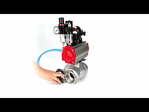 Ball valves Elephant BV3232P(4pc)-SP-3WL-T-ISO-H,  body material - Stainless steel AISI 316, seal - PTFE / PTFE / Teflon, with pneumatic actuator with return springs PA-SA, 4V320-08 220V, LSU APL-210N, ATU AFC2000