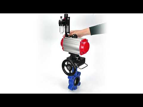 Water Butterfly Valve Elephant WBV1616E-2W-Fb-H, body material - cast iron QT450, disk material - cast iron QT450, seal - EPDM, pneumatic actuator PA-DA double action, 4M310-08 220V handwheel MON, ATU AFC2000